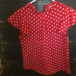 Red Poka dot butterfly sleeve shirt/ Size M